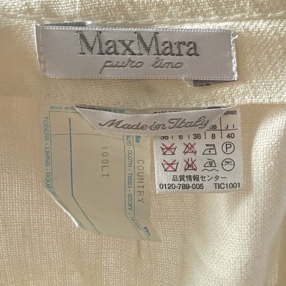 Vintage Max Mara Linen Midi Skirt in Cream - Picture 5 of 5